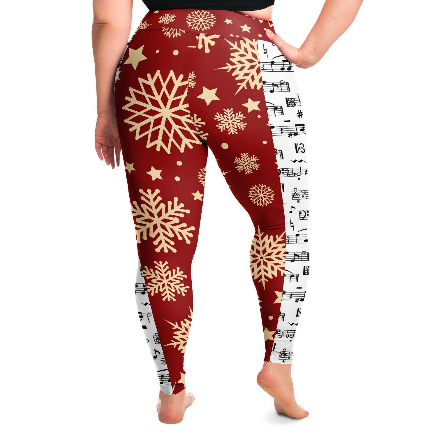 Music Notes Red Plus Size Leggings
