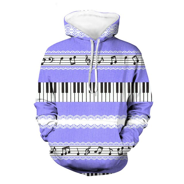 Piano Keyboard Women Loose Hoodie