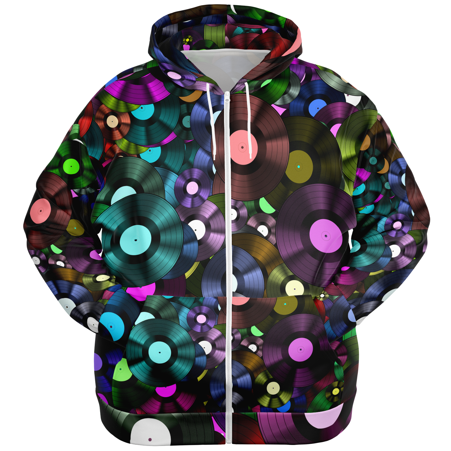 Colorful Vinyl Plus-Size Zip Hoodie - Artistic Pod