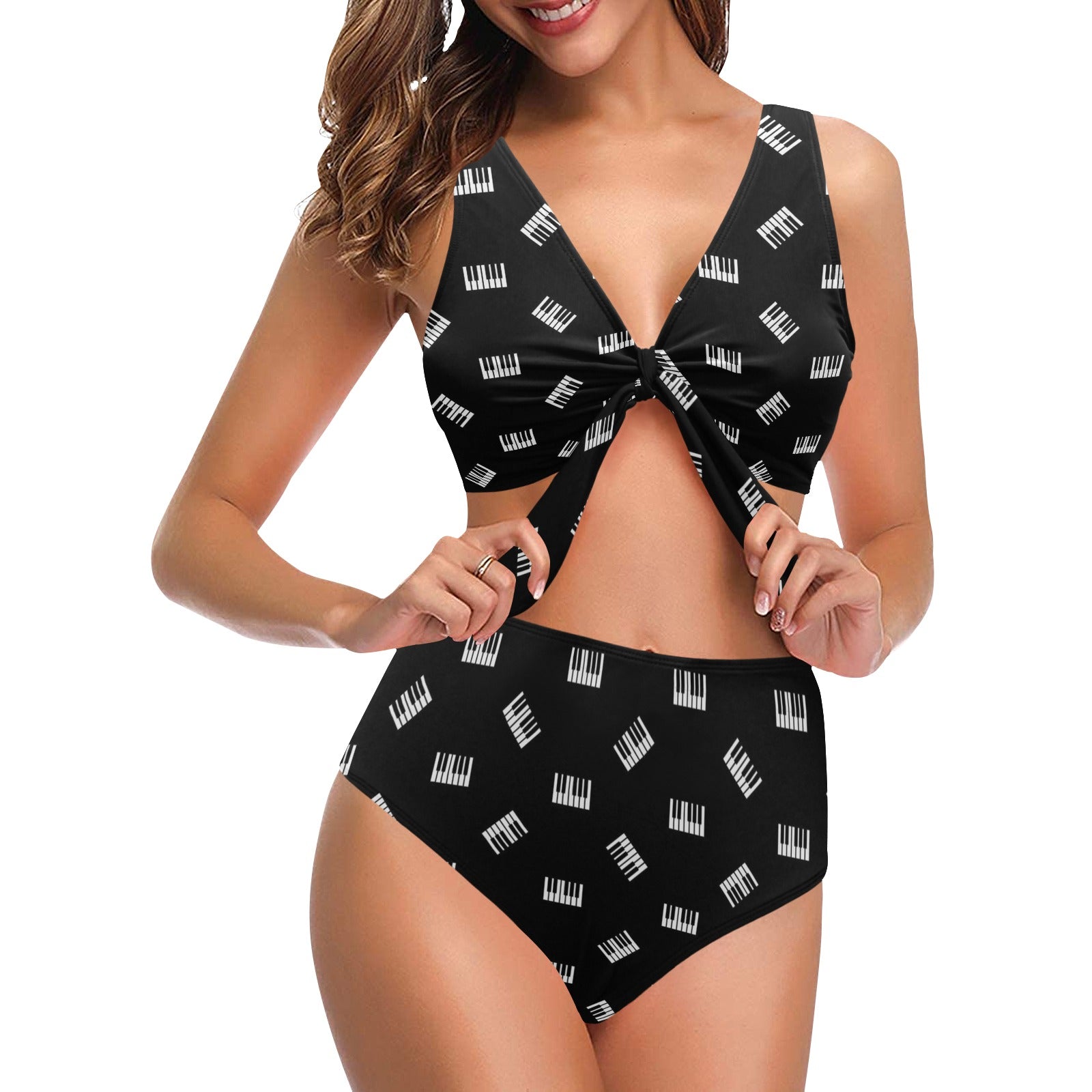 Piano Keys Pattern Bikini Swimsuit