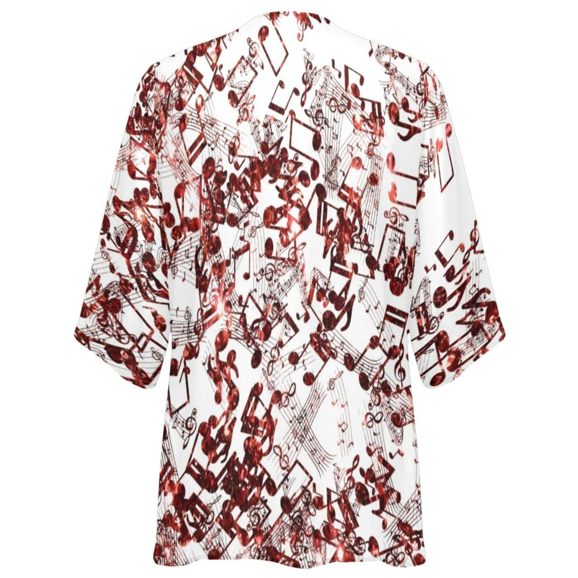 Musical Pattern Chiffon Kimono