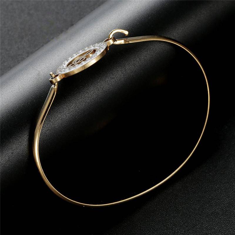 Rhinestone Treble Clef Hollow Bangle
