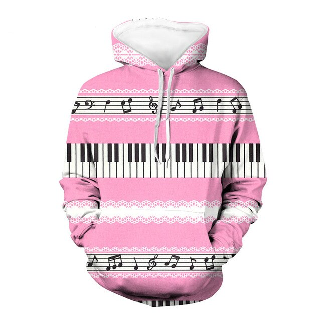 Piano Keyboard Women Loose Hoodie