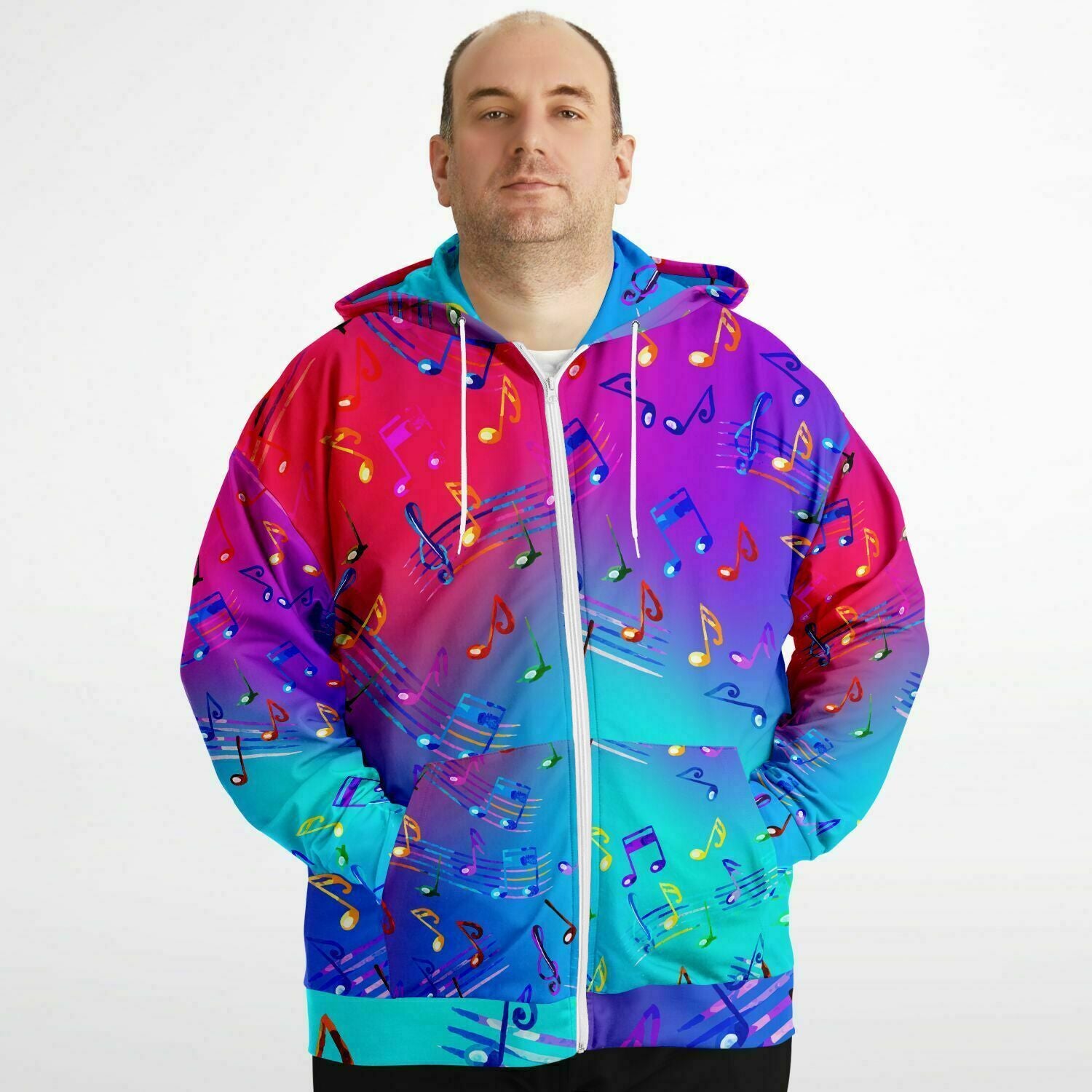 Colorful Music Notes Zip Hoodie