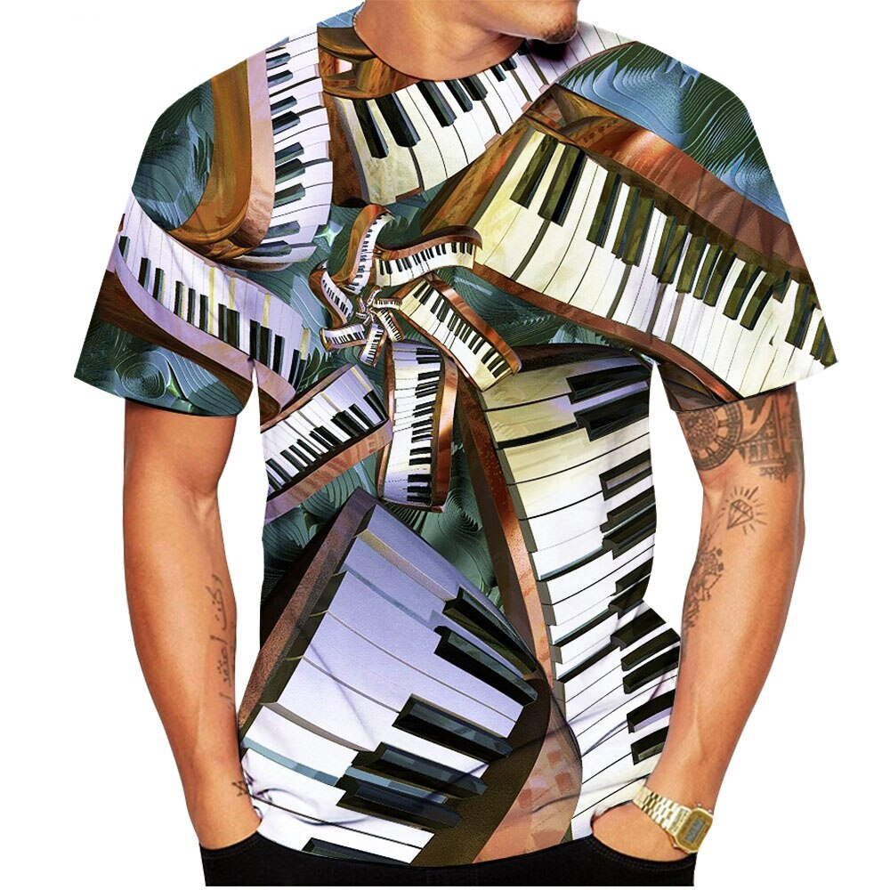 Piano Keys Music 3D Print T-shirt
