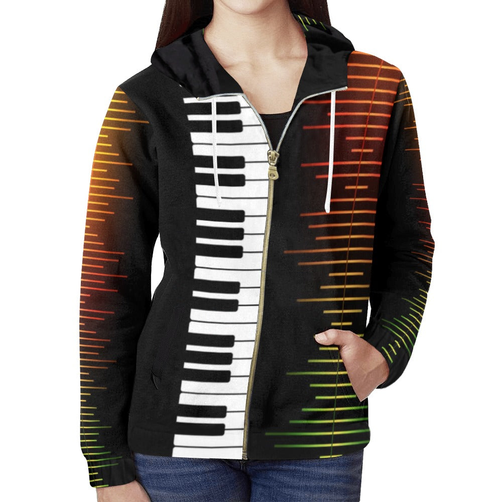 Piano Key Sound Zip Hoodie