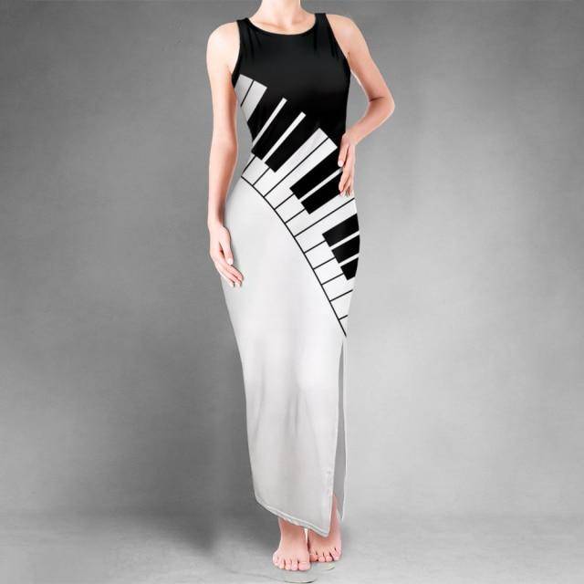 Music Notes Side-Slit Dress