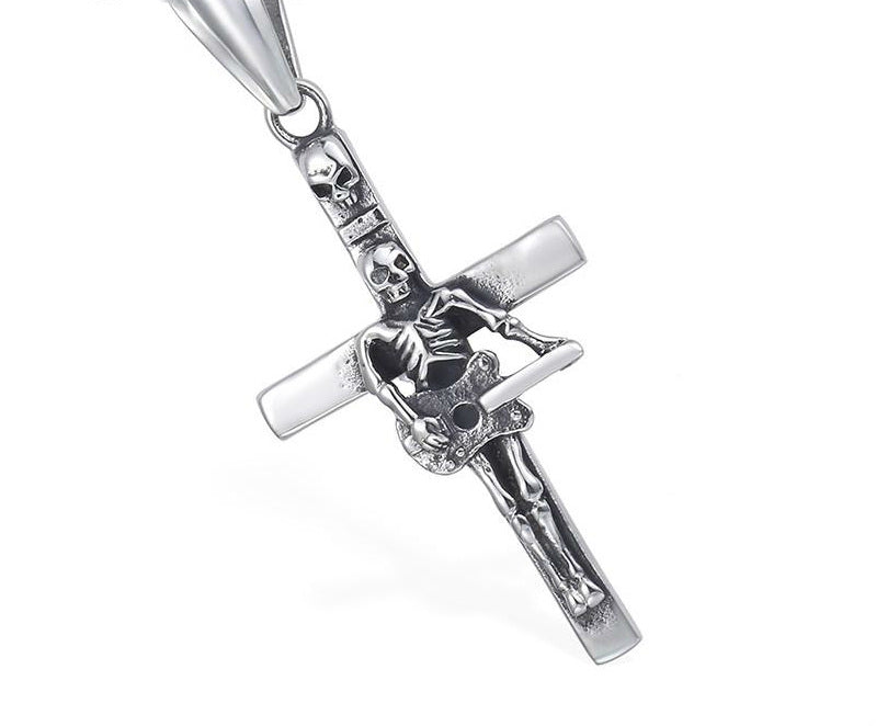 Guitar Skull Cross Necklace