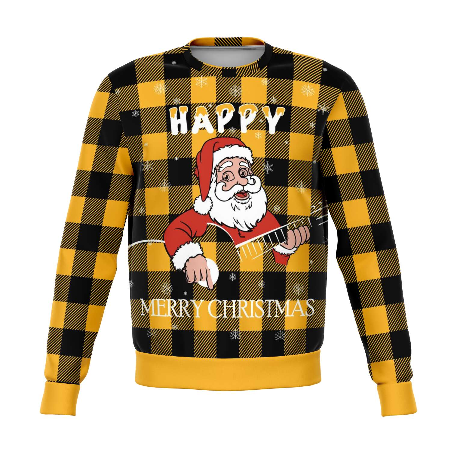 Santa Claus Playing Guitar Yellow Sweatshirt