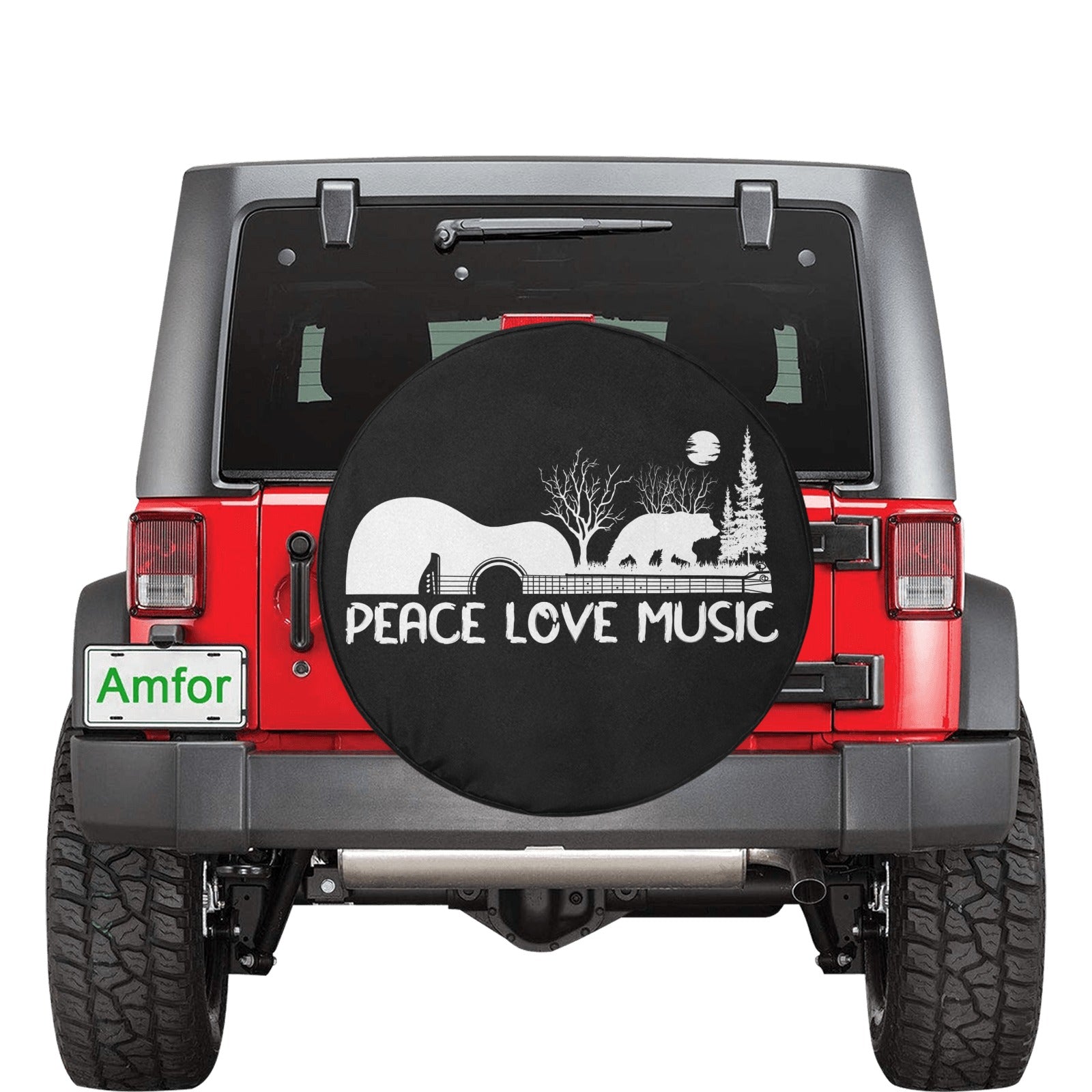 Guitar Peace Love Music Tire Cover