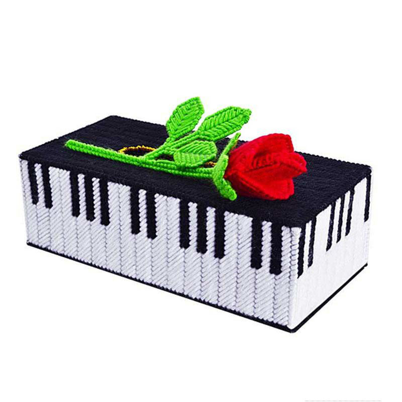 Piano Rose Tissue Box Cross Stitch Pattern