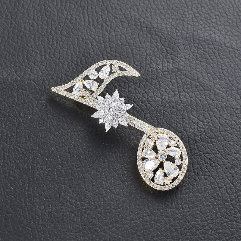 Music Note Rhinestone Zircon Brooch