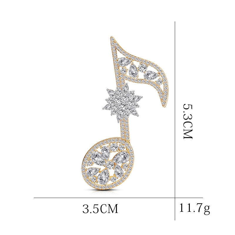 Music Note Rhinestone Zircon Brooch