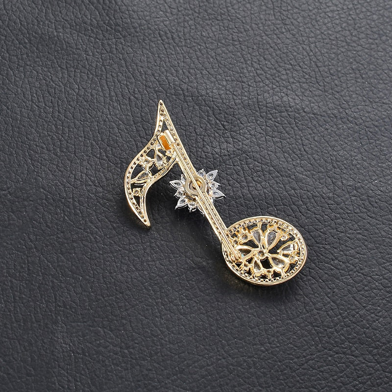Music Note Rhinestone Zircon Brooch