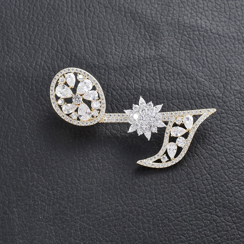 Music Note Rhinestone Zircon Brooch