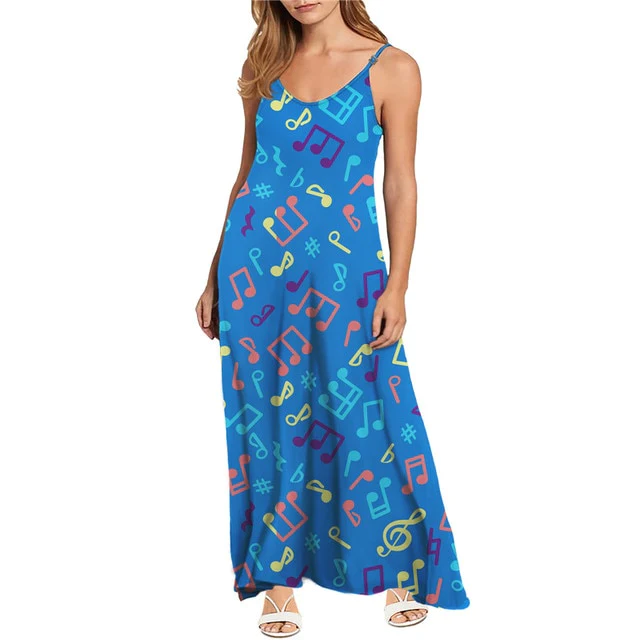 Music Note Slip Long Dress