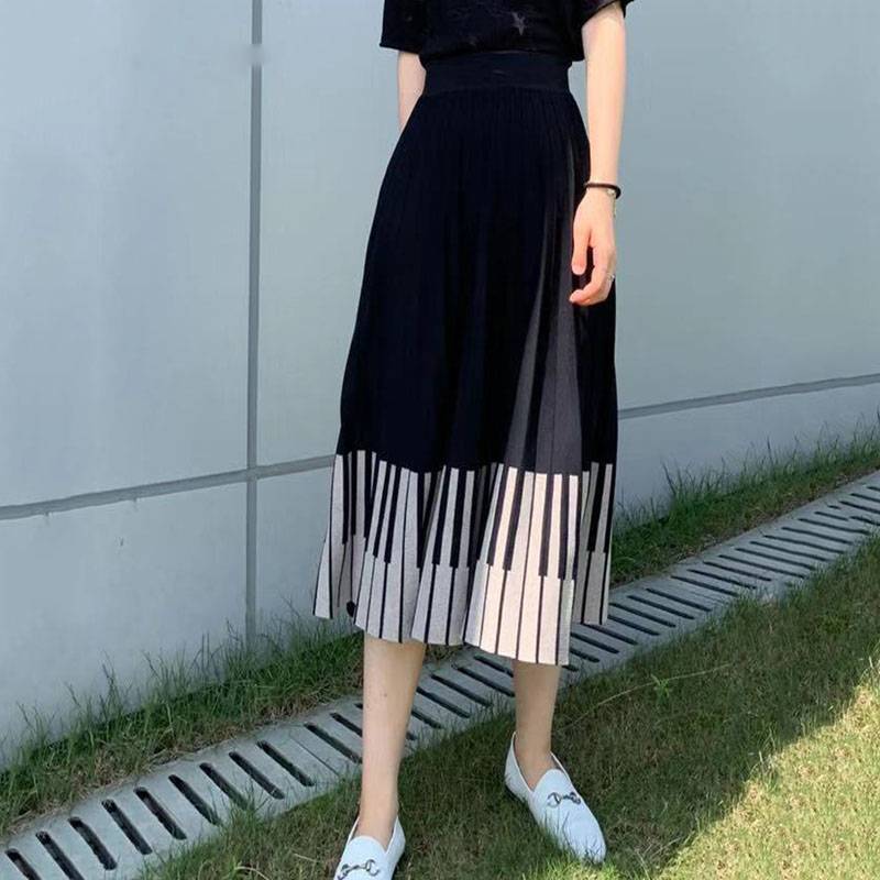 Elastic High Waist Piano Skirt
