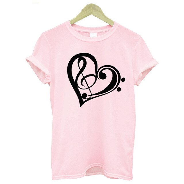 Heart-shaped Music Print T-shirt