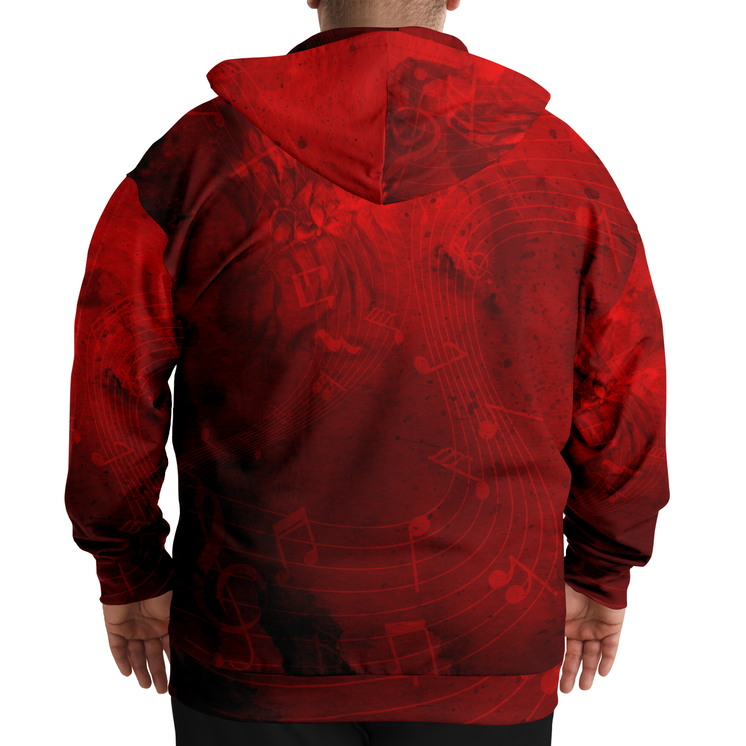 Treble Clef Music Red Zip Hoodie