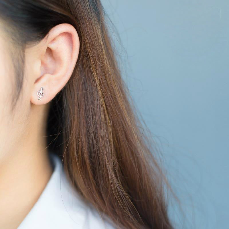 Music Note Sterling Silver Earrings