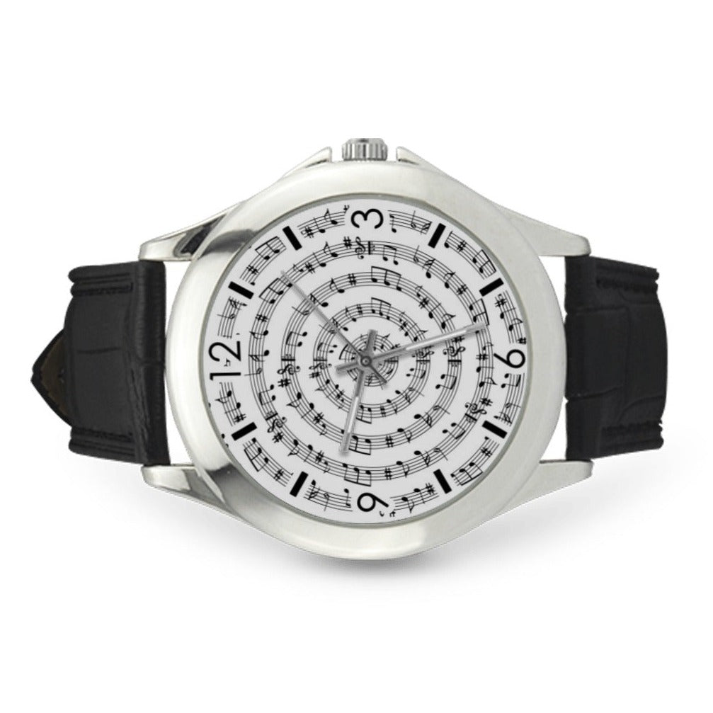 Music Notes Circle Strap Watch