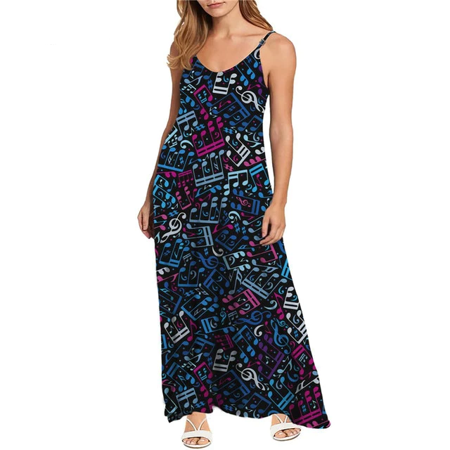 Music Note Slip Long Dress