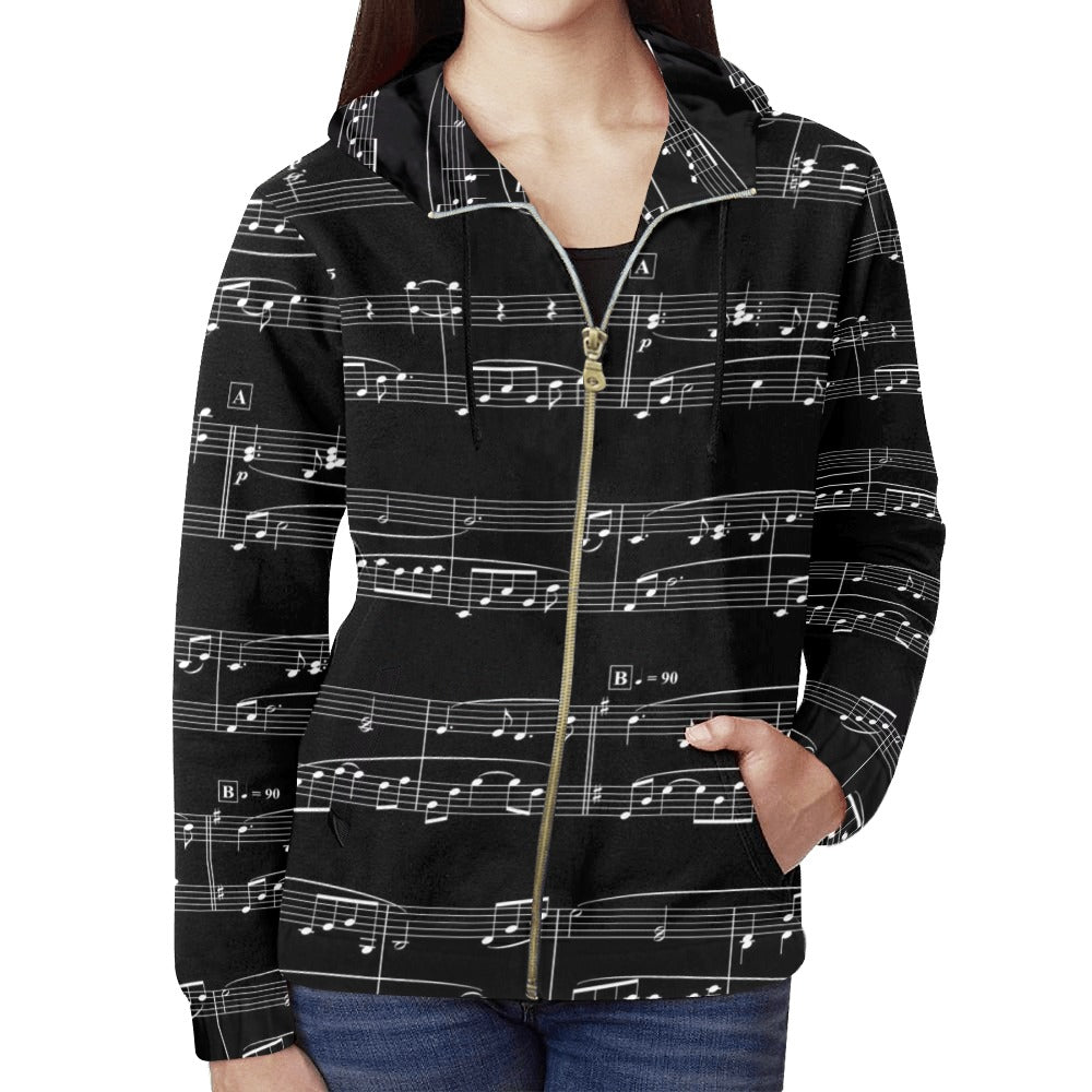 Music Notes Christmas Zip Hoodie
