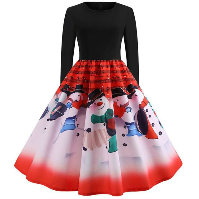 Music Note Print Christmas Dresses