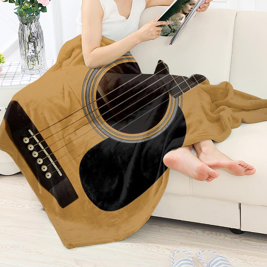 Guitar Print Sherpa Blanket