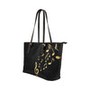 Gold Music Notes Leather Tote Bag