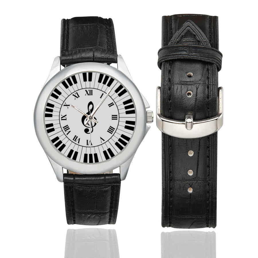 Piano Treble Clef Leather Strap Watch