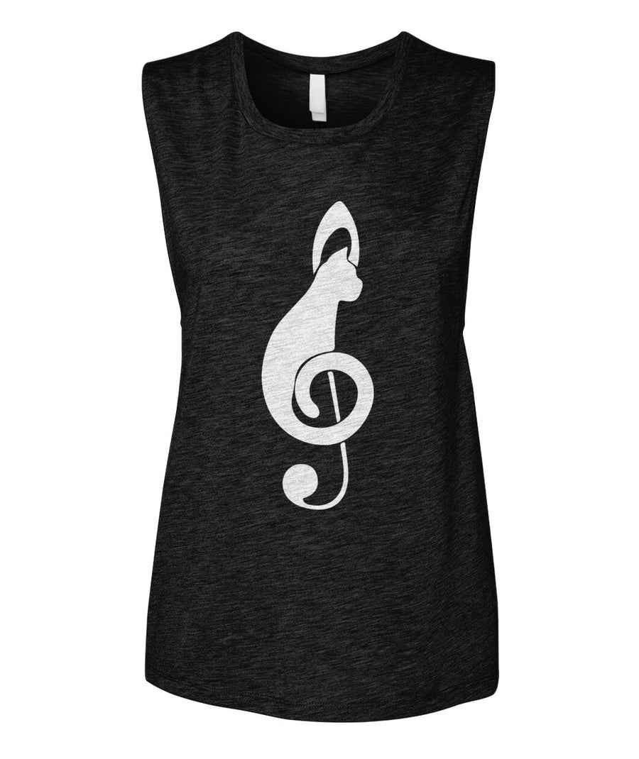 Treble Clef Cat Muscle Tank
