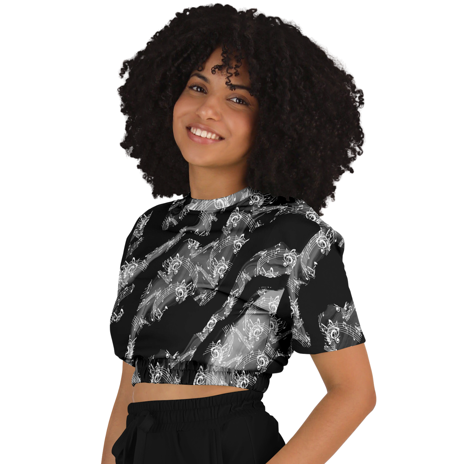 Music Notes Abstract Cropped Sweatshirt