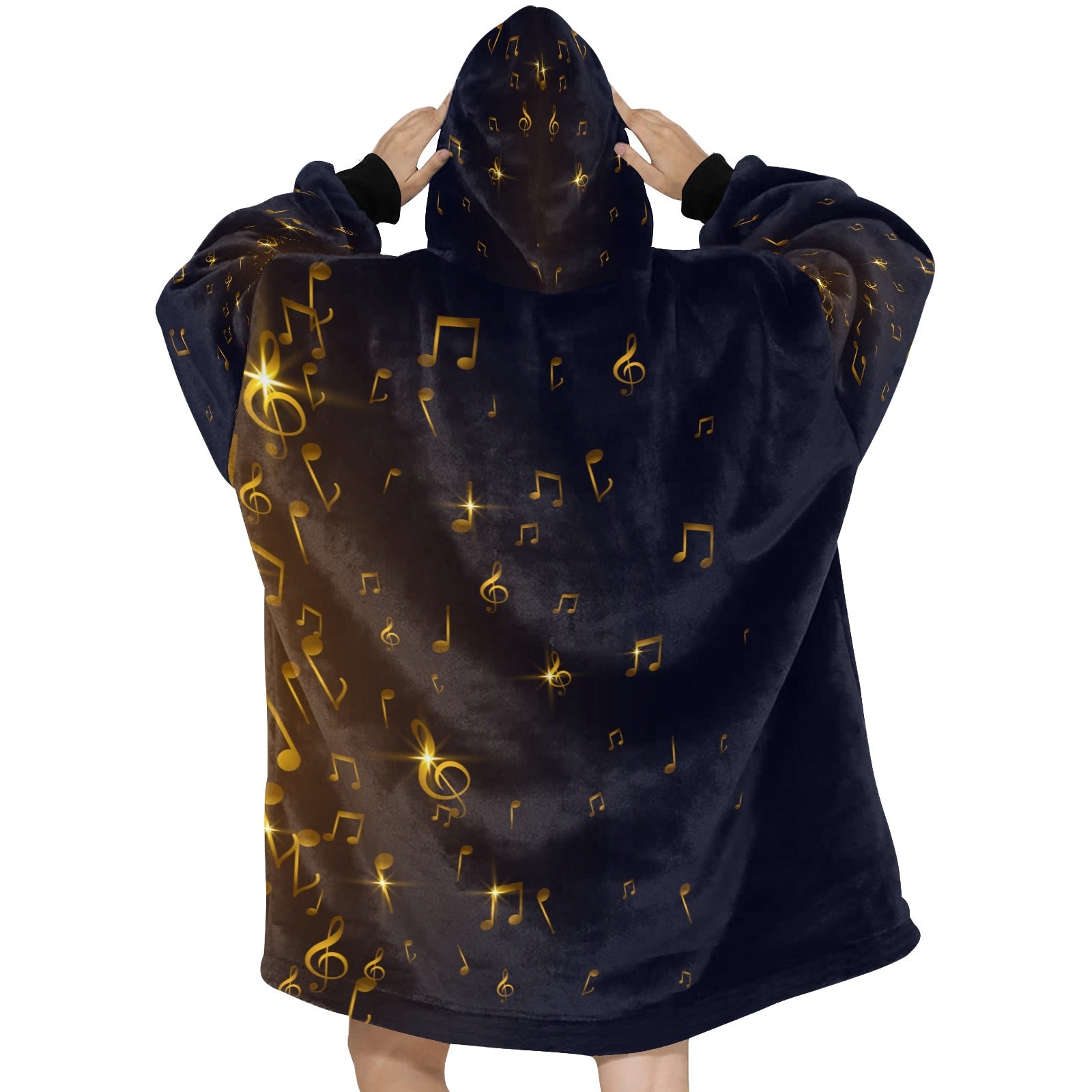 Golden Music Notes Blanket Hoodie