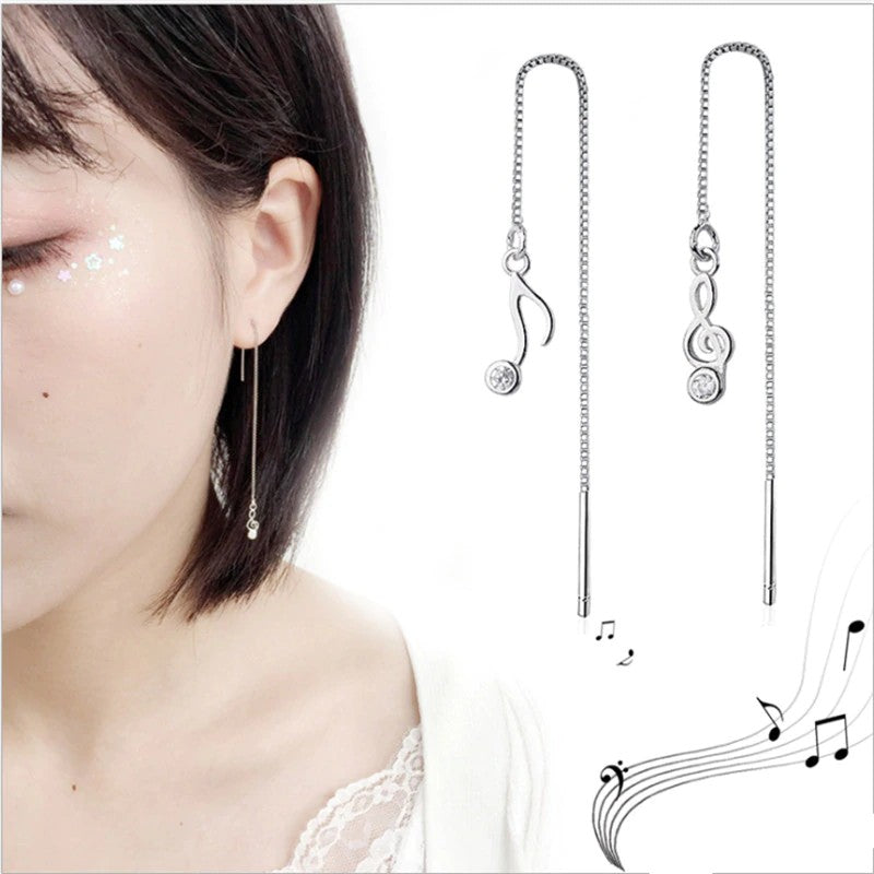 Music Note Charm Drop Earrings