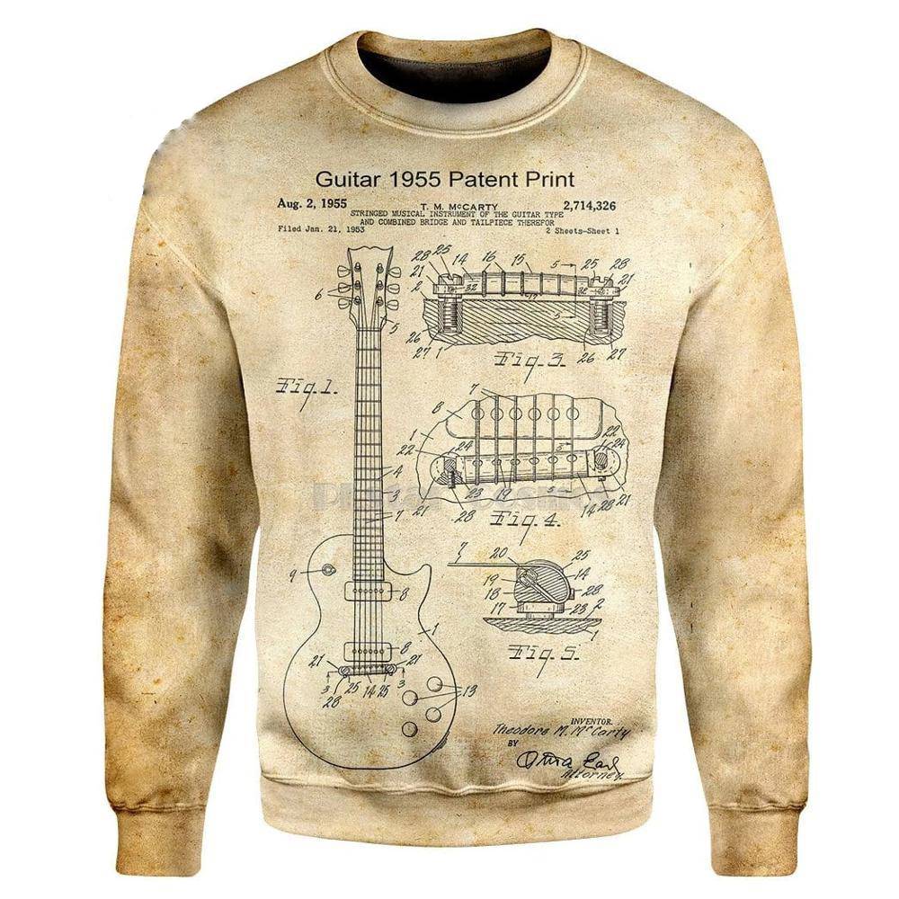 Guitar 1955 Patent Print Hoodie