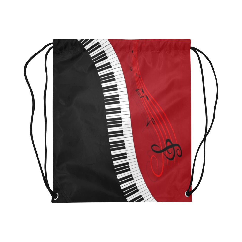 Piano And Music Notes Drawstring Bags