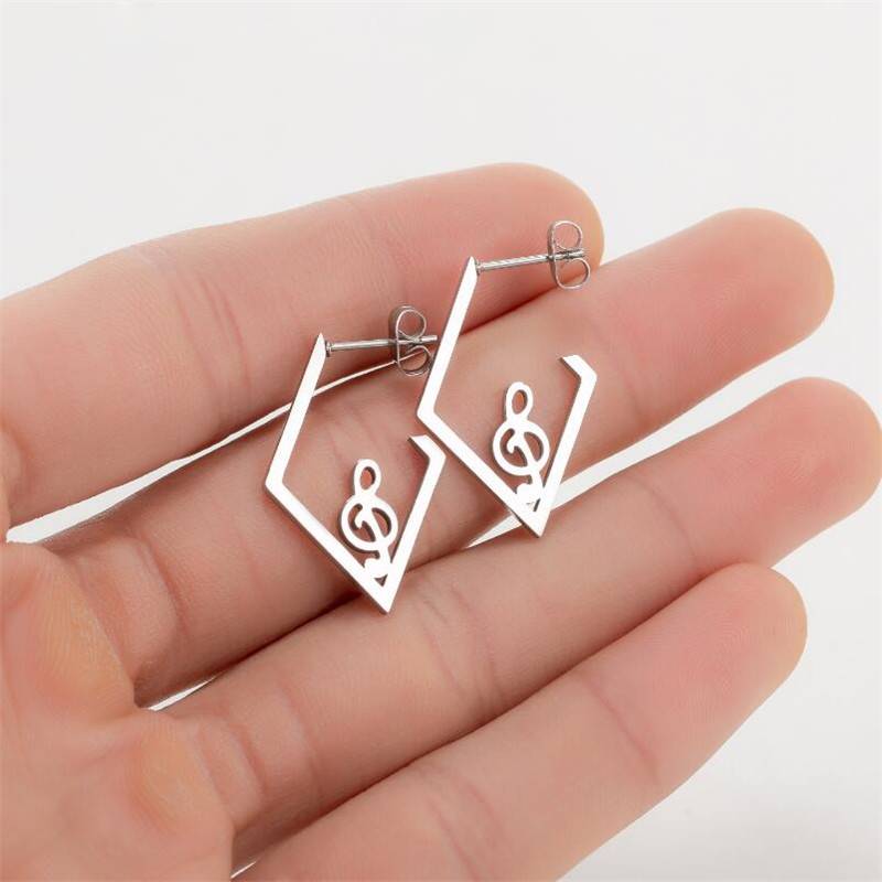 Music Notes Square Stud Earrings
