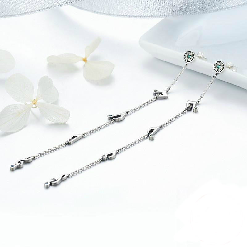 Musical Note Long Drop Earrings