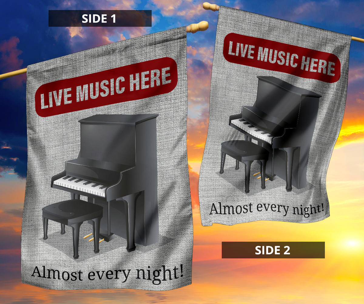 Grand Piano Live Music Flag