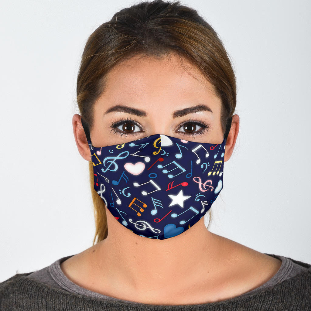 Colorful Music Notes Blue Face Mask