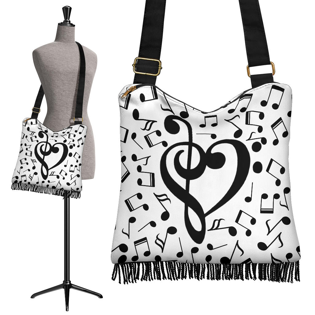 Musical Notes Heart Boho Handbag