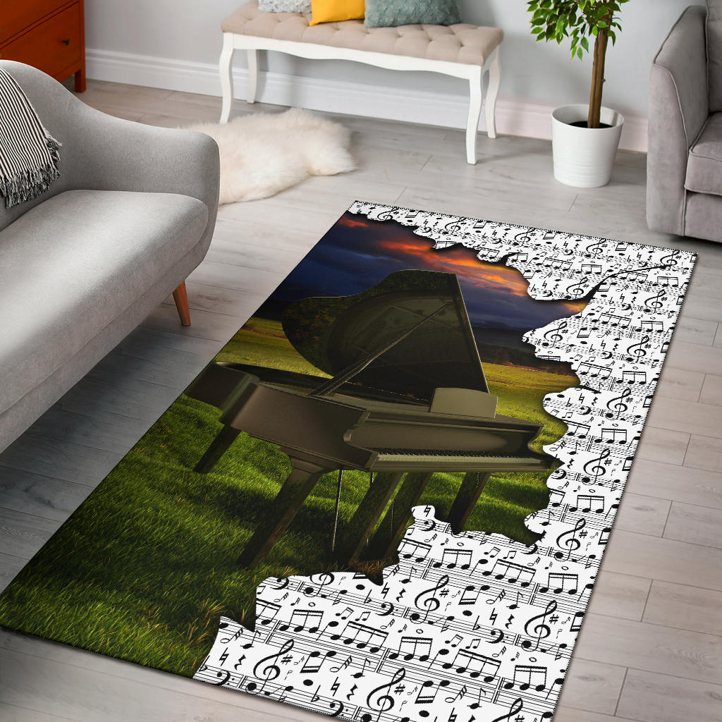 Grand Piano And Music Area Rug