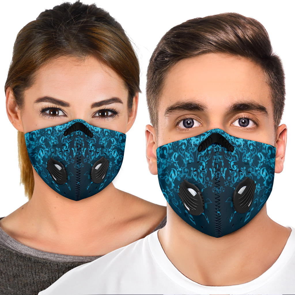 Music Notes Blue Premium Face Mask