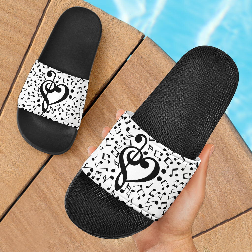 Musical Notes Heart Slide Sandals