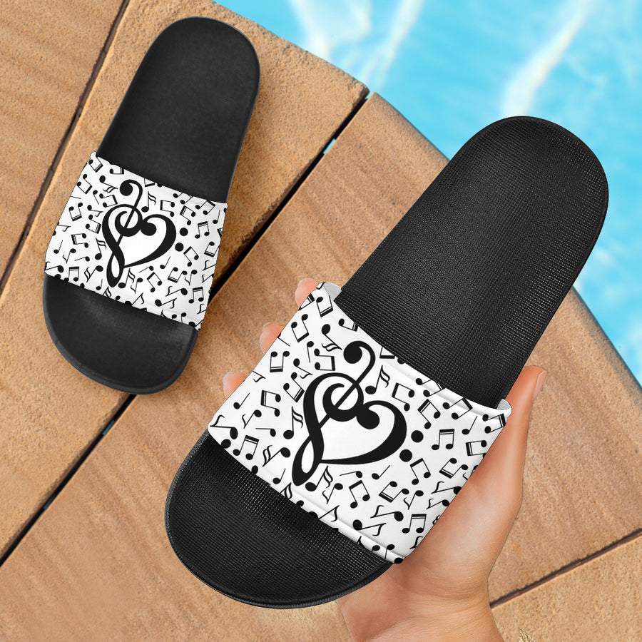 Musical Notes Heart Slide Sandals