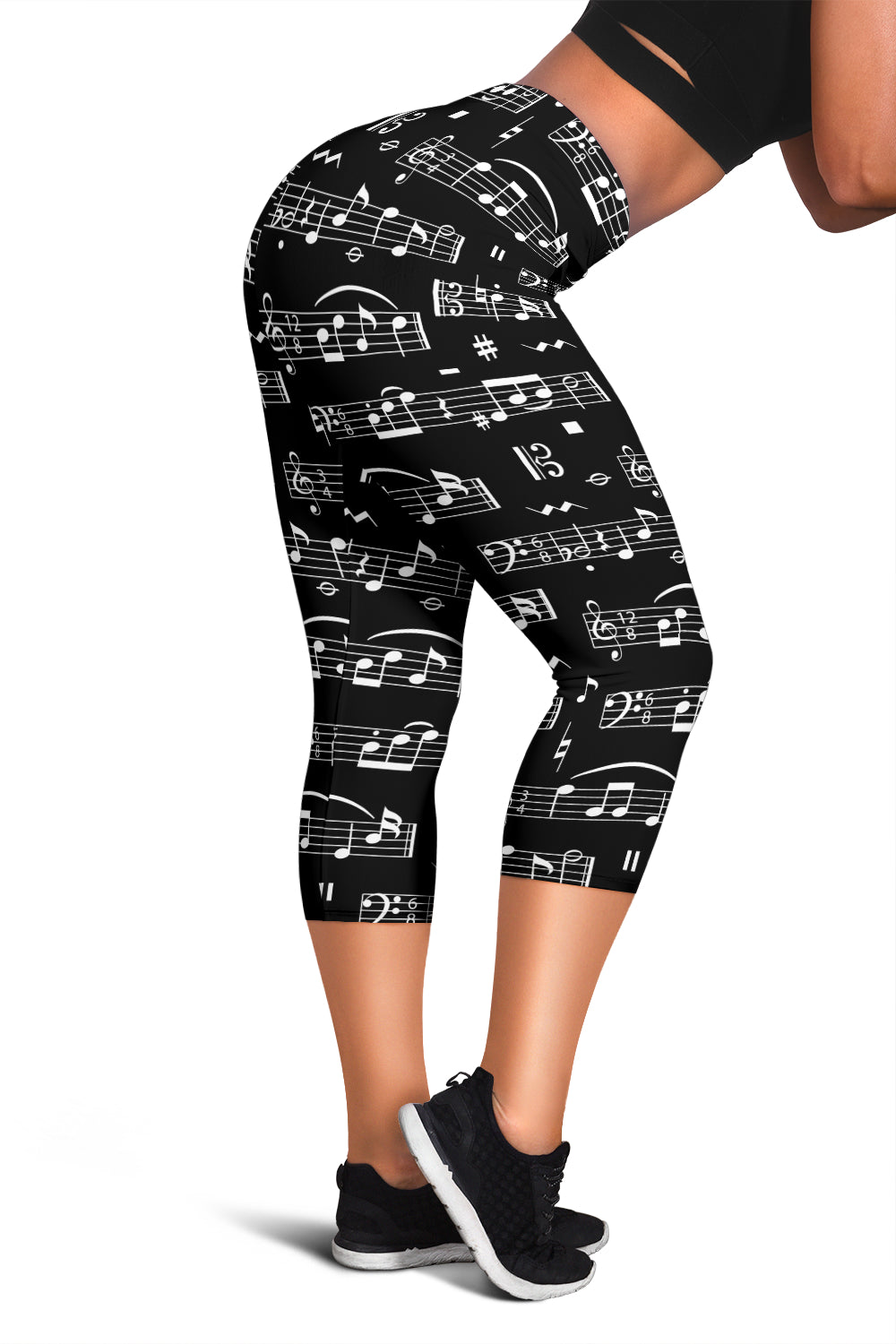Music Notes Black Capris
