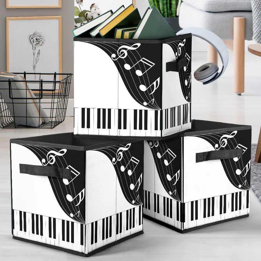 Piano Keys Music Notes Storage Cube