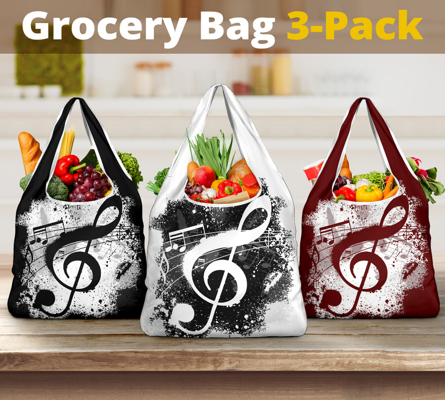 Treble Clef Grocery Bag 3-Pack