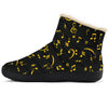 Yellow Music Notes Cozy Winter Boots